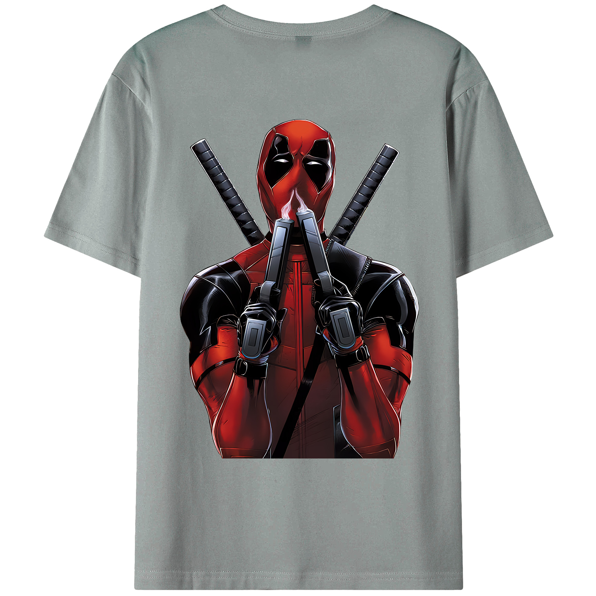 （画像用） Deadpool デッドプール 綿100％ メンズ半袖Tシャツ（バックプリント） 通気性